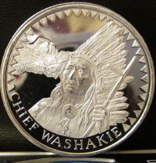 1990 Indian Chief Washakie Shoshone Tribe.  999 Silver Very Rare Cool photo
