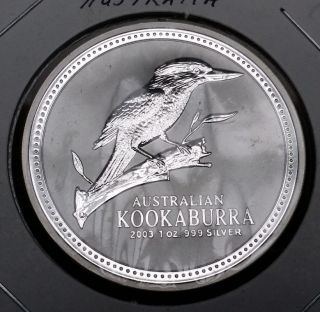 . 999 Fine Silver One 1oz Round 2003 Australian Kookaburra Brilliant Uncirculated photo