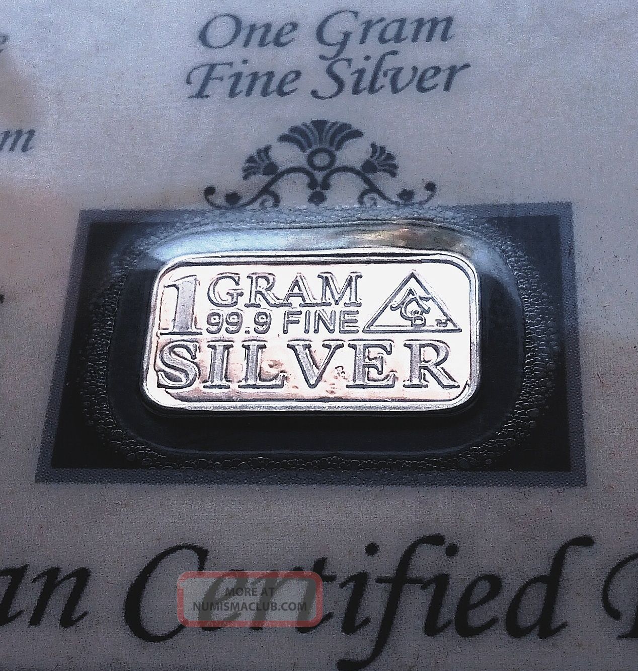 Acb 1 Gram Ag Bar 99. 9 Fine Silver With Certificate Of Authenticity ...