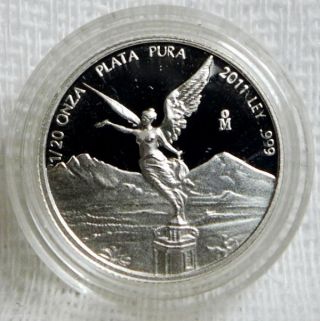 2011 1/20 Oz Proof.  999 Silver Onza Mexican Libertad In Case Low Mintage photo