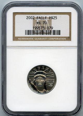 2002 $25 (1/4 Oz) State Platinum Eagle Ngc Ms 70 photo
