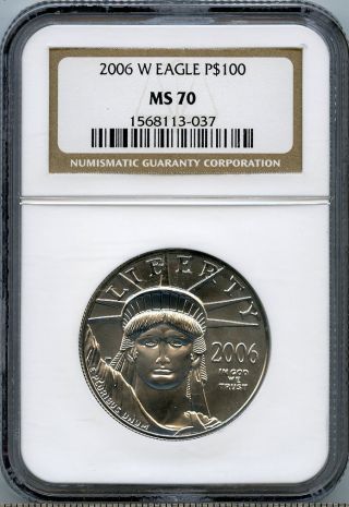 2006 W $100 (1 Oz) State Platinum Eagle Ngc Ms70 photo
