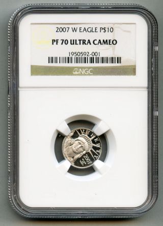 2007 W $10 Platinum Eagle - - Ngc Pf 70 Ultra Cameo - - In Usa photo