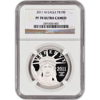 2011 - W American Platinum Eagle Proof (1 Oz) $100 - Ngc Pf70 Ucam photo