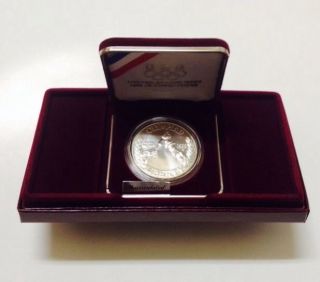 1988 Us Olympic Commemorative Proof Silver Dollar Coin In Case/box/coa photo