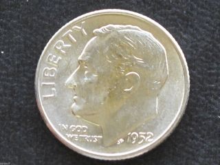 1952 - D Roosevelt Dime 90% Silver Brilliant Uncirculated U.  S.  Coin D4925 photo