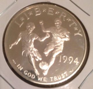 1994 - S World Cup Soccer Silver Dollar Coin Usa Liberty Soccer photo
