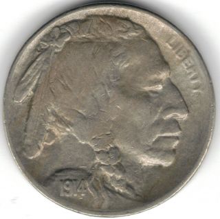 Tmm 1914 - S Buffalo Nickel Uncertified Coin Ef/au photo