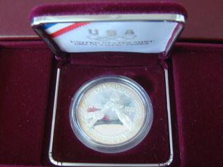 1988 Olympic Coin Silver Dollar Proof & Box photo