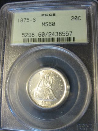 1875 - S 20 Cent Piece Pcgs Graded Ms - 60 Ogh photo