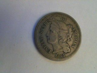1865 3 Cent Piece Vf Nickel photo
