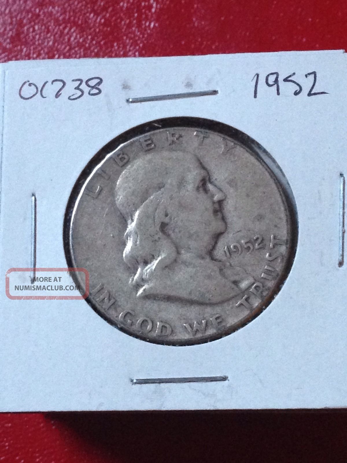 01738 : 1952 - P Silver Franklin Half Dollar Coin :: Numicorp :: Hq