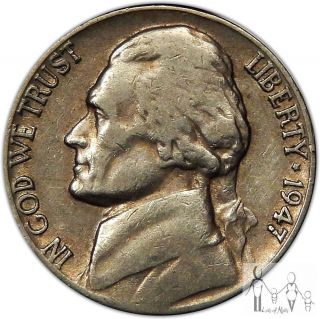 1947 (p) Extremely Fine Xf Jefferson Nickel 5c Us Coin B21 photo