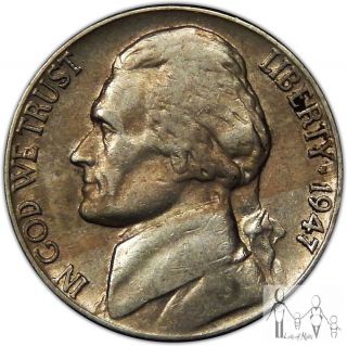 1947 (p) Extremely Fine Xf Jefferson Nickel 5c Us Coin B22 photo