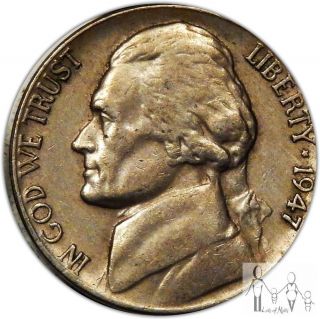 1947 (p) Extremely Fine Xf Jefferson Nickel 5c Us Coin B23 photo