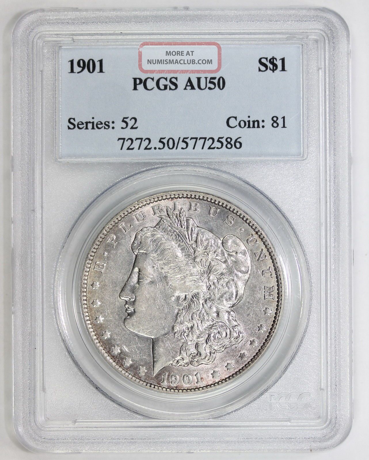 1901 Morgan Silver Dollar Au 50 Pcgs (2586)
