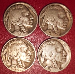 1927 - S,  1928 - S,  1929 - S,  1930 - S Buffalo Nickels photo