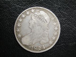 1824 Capped Bust Lettered Edge Silver Half Dollar photo