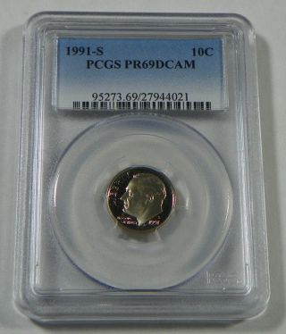 1991 - S Proof Roosevelt Dime Coin Pcgs Pr69dcam photo