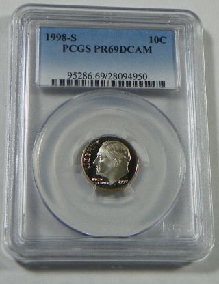 1998 - S Proof Roosevelt Dime Coin Pcgs Pr69dcam photo