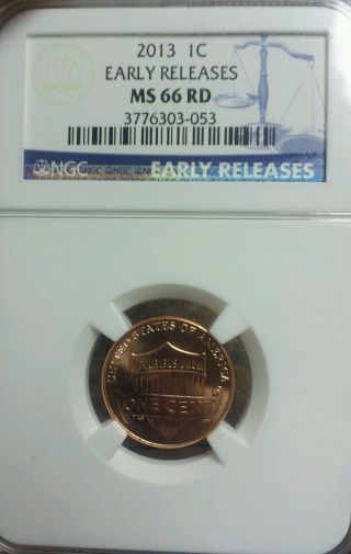 2013 Us Lincoln Cent Union Shield Ngc Ms66 Rd Early Releases Uncirculated photo