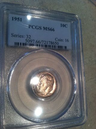1951 - P Roosevelt Dime Registry Quality Ms66 By Pcgs photo