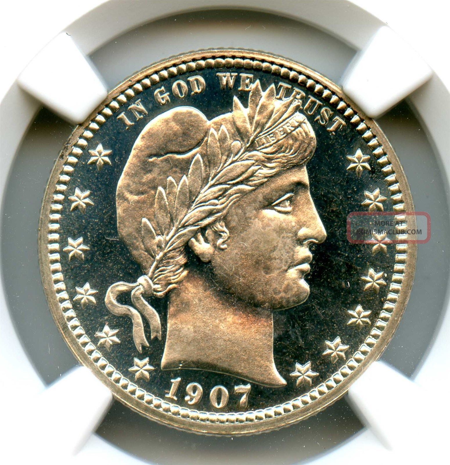 1907 Ngc Pf65 Cameo 25c Barber Quarter