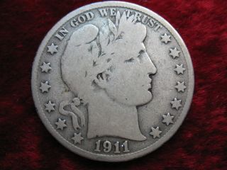 1911 - S Barber Silver Half Dollar,  Some Detail,  Coin Fast photo