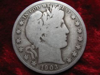 1903 - S Barber Silver Half Dollar,  Some Detail,  Tougher Date photo