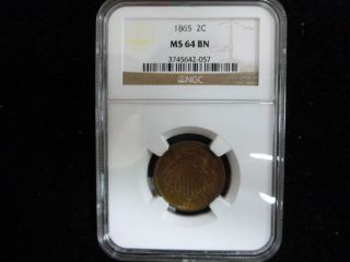 1865 Two Cent Piece Ngc Ms64 Bn photo