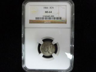 1866 Three Cent Nickel Ngc Ms64 photo