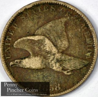 1858 Flying Eagle Cent Real Brown Mid - Grade Flying Eagle Cent photo