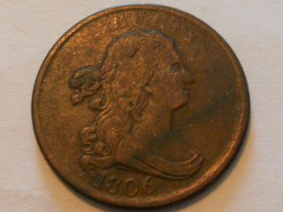 Coinhunters - 1806 Draped Bust Half Cent In Very Fine. photo