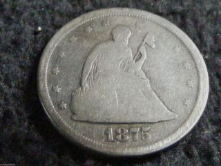 1875 S Seated Silver Liberty Twenty - 20 Cent Us Coin - Inv 365 - G Coin photo