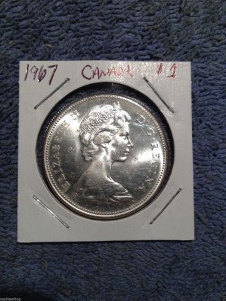 1967 Canada Unc Silver Dollar - 1967 $1 Silver Coin photo