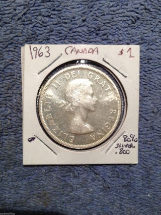 1963 Canada Unc Silver Dollar 1963 $1 Silver From Canada - Coin photo