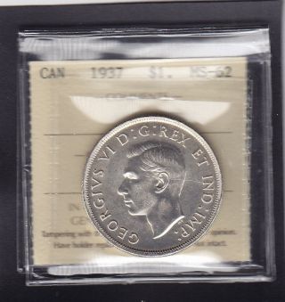 1937 Canada George Vi Silver Dollar Iccs Ms - 62 photo