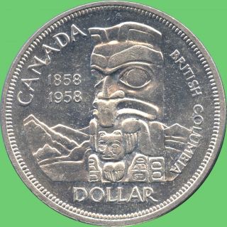 1958 Canada Silver Dollar Coin 