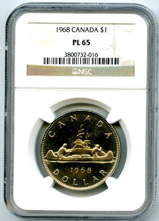 1968 Canada Canoe Canadian Dollar Ngc Pl65 Proof Like Certified photo