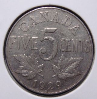 1929 5c Canada 5 Cents,  King George V Nickel,  Canadian,  3363 photo