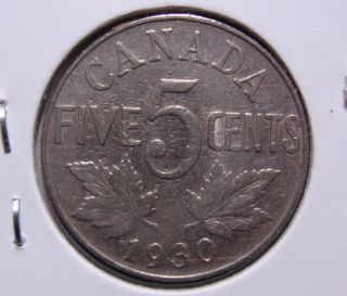 1930 5c Canada 5 Cents,  King George V Nickel,  Canadian,  3389 photo