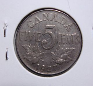1927 5c Canada 5 Cents,  King George V Nickel,  Canadian,  3277 photo