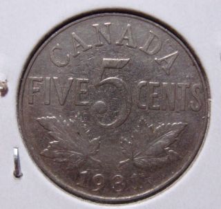1931 5c Canada 5 Cents,  King George V Nickel,  Canadian,  3422 photo