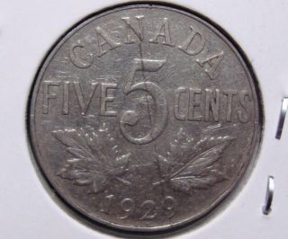 1929 5c Canada 5 Cents,  King George V Nickel,  Canadian,  3343 photo