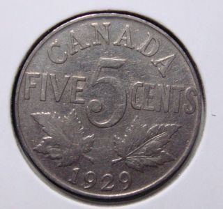1929 5c Canada 5 Cents,  King George V Nickel,  Canadian,  3362 photo