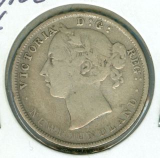 1899 Small 9 ' S Newfoundland 20 Cents Fine. photo