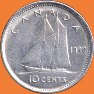 1940 Canada 10 Cent Silver Coin (2.  33 Grams.  800 Silver) No Tax photo
