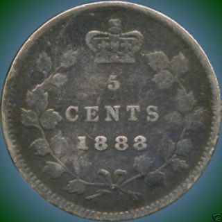 1888 Canada 5 Cent Silver Coin (1.  16 Grams.  925 Silver) (no Tax) photo