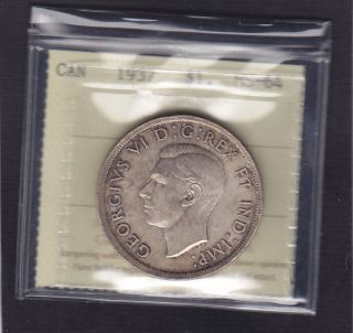 1937 Canada George Vi Silver Dollar Rare In Iccs Ms - 64 photo