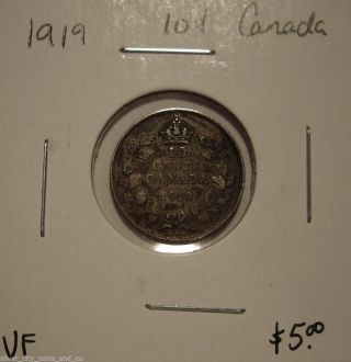 Canada George V 1919 Silver Ten Cents - Vf photo